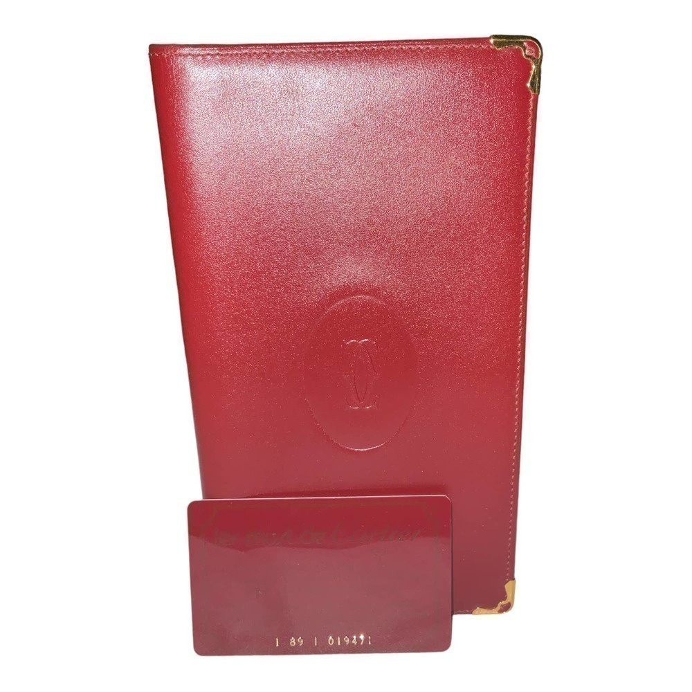 CARTIER Vintage Burgundy Leather Continental Wallet with Registration Card